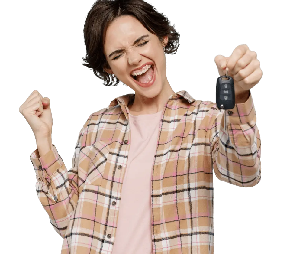 Woman happy with car keys
